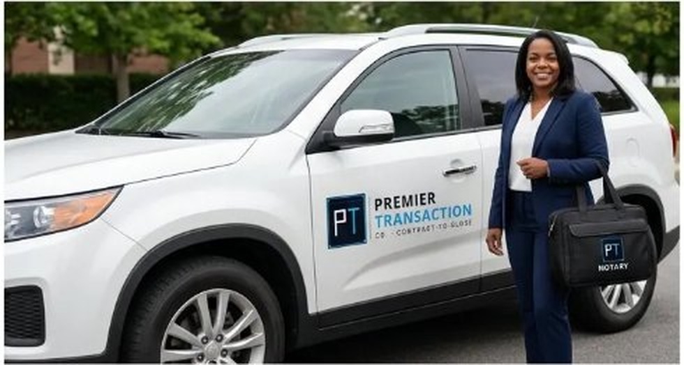 NotaryNow ATL mobile notary traveling to clients — PT branded vehicle Metro Atlanta